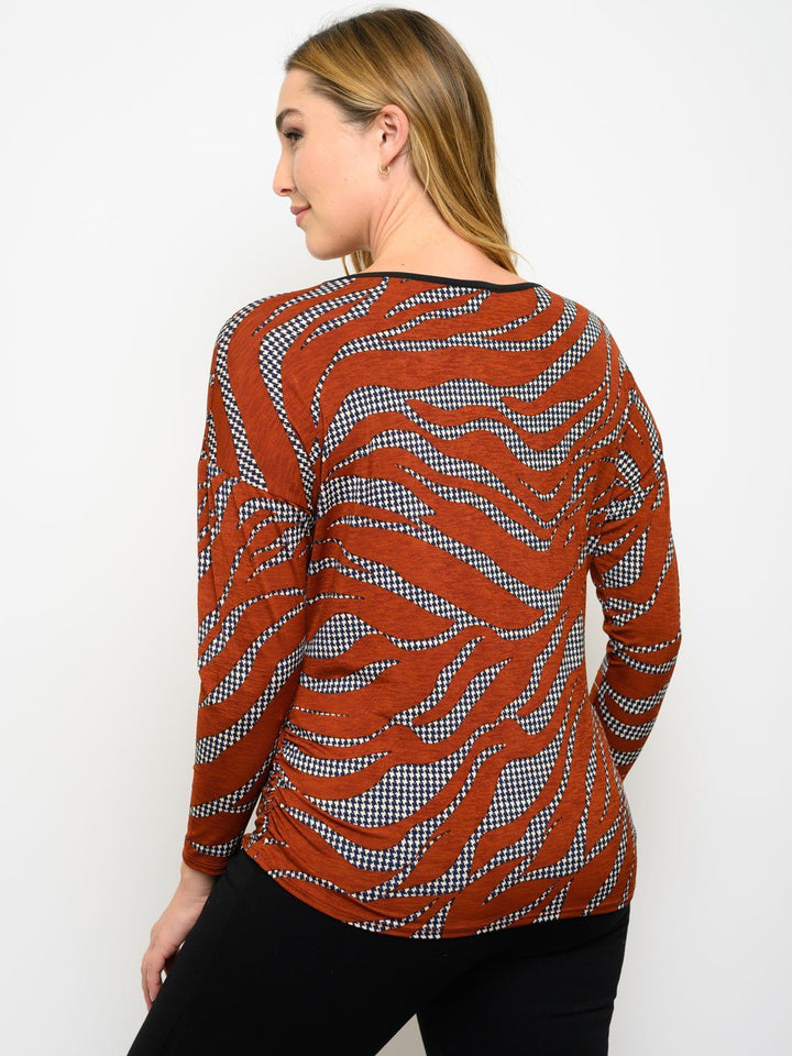 PLUS SIZE LONG SLEEVE BULGARI PRINT TOP