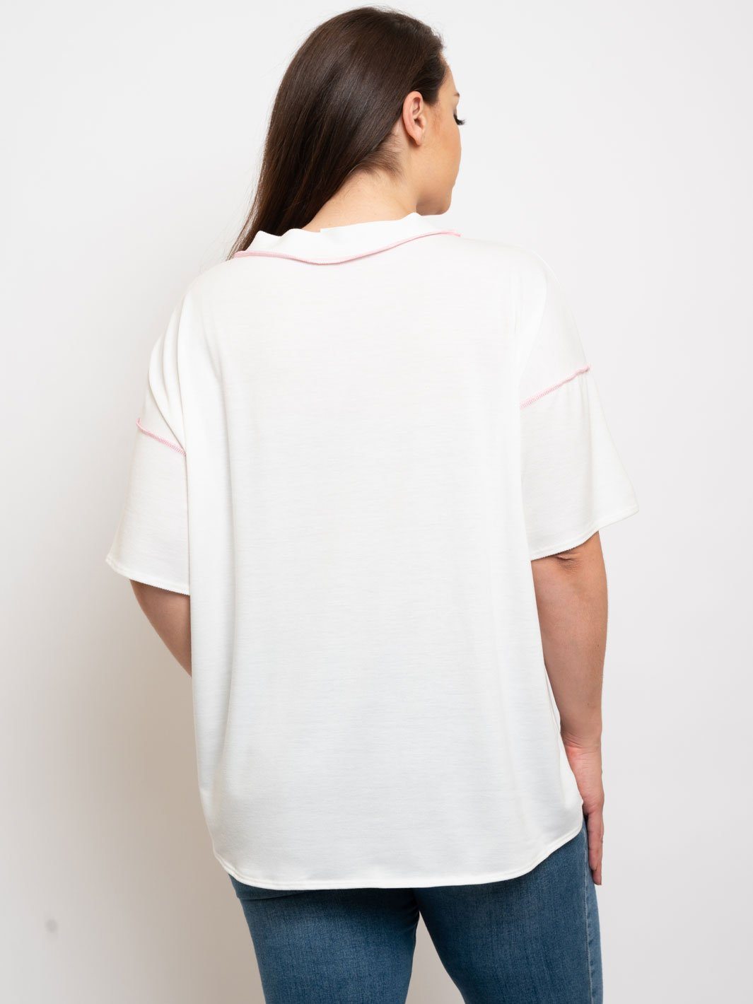 PLUS SIZE V-NECK SHORT SLEEVE TOP