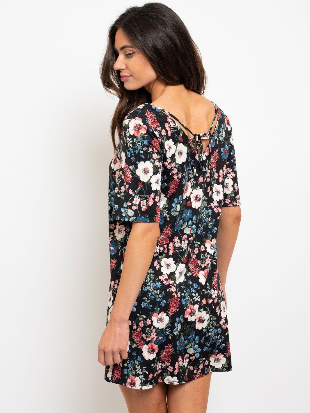 WOMEN'S FLORAL KNIT MINI DRESS