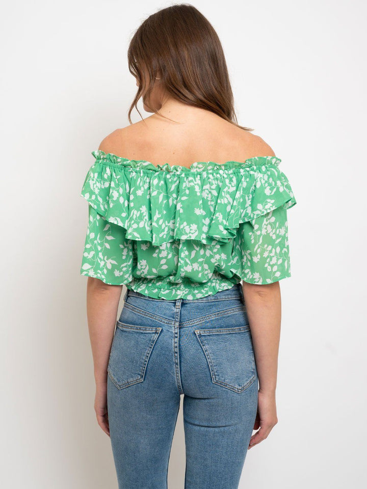 WOMEN'S OFF SHOULDER RUFFLED FLORAL TOP