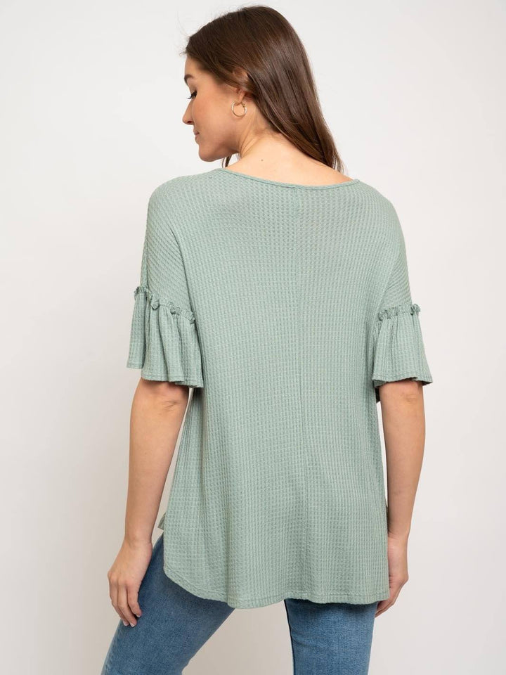 WOMEN'S TUNIC RUFFLE SLEEVE TOP