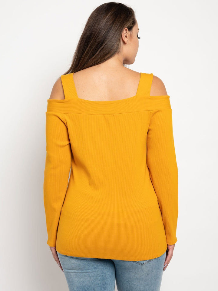 PLUS SIZE COLD SHOULDER LONG SLEEVE TOP