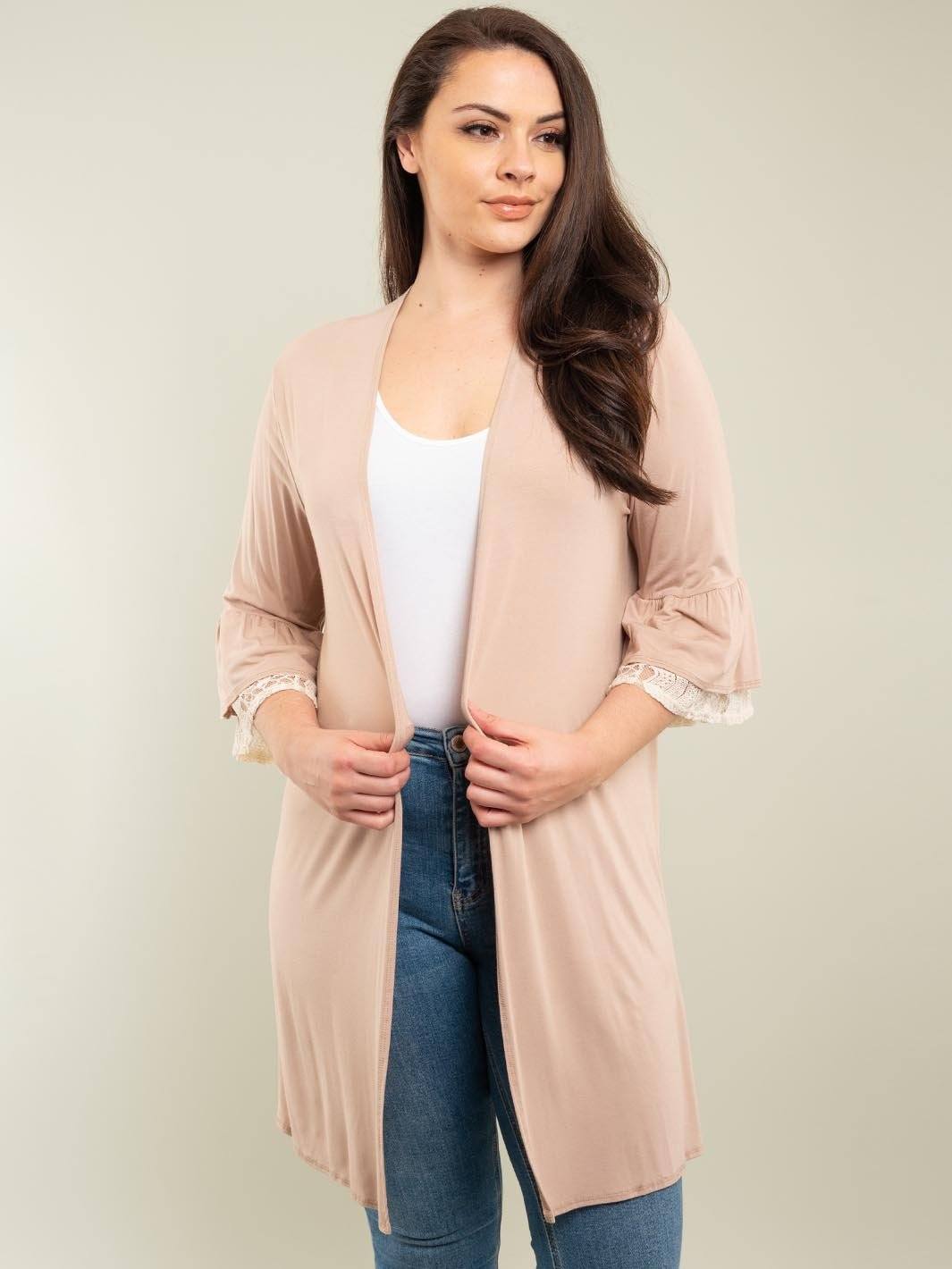 PLUS SIZE 3/4 SLEEVE CARDIGAN