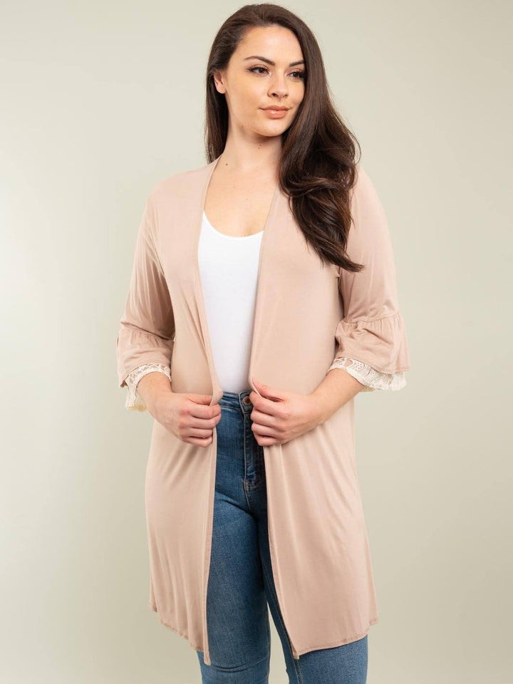 PLUS SIZE 3/4 SLEEVE CARDIGAN