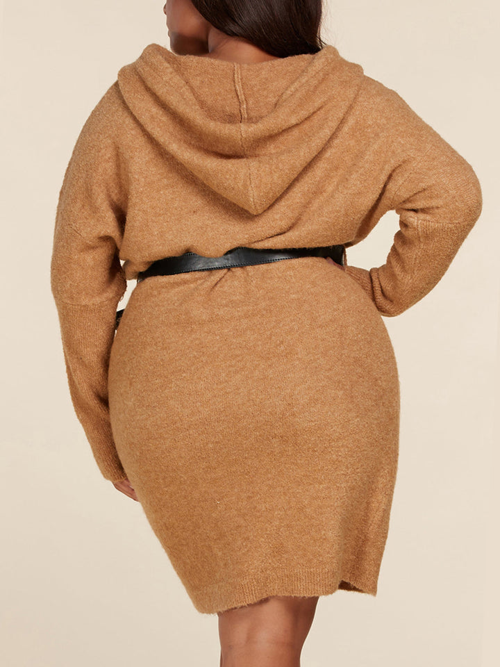 PLUS SIZE LONG SLEEVE HOODED W/FANNY PACK & BELT INCLUDED MINI DRESS