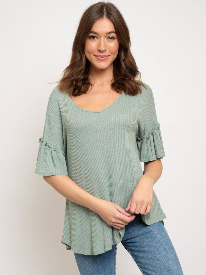 WOMEN'S TUNIC RUFFLE SLEEVE TOP