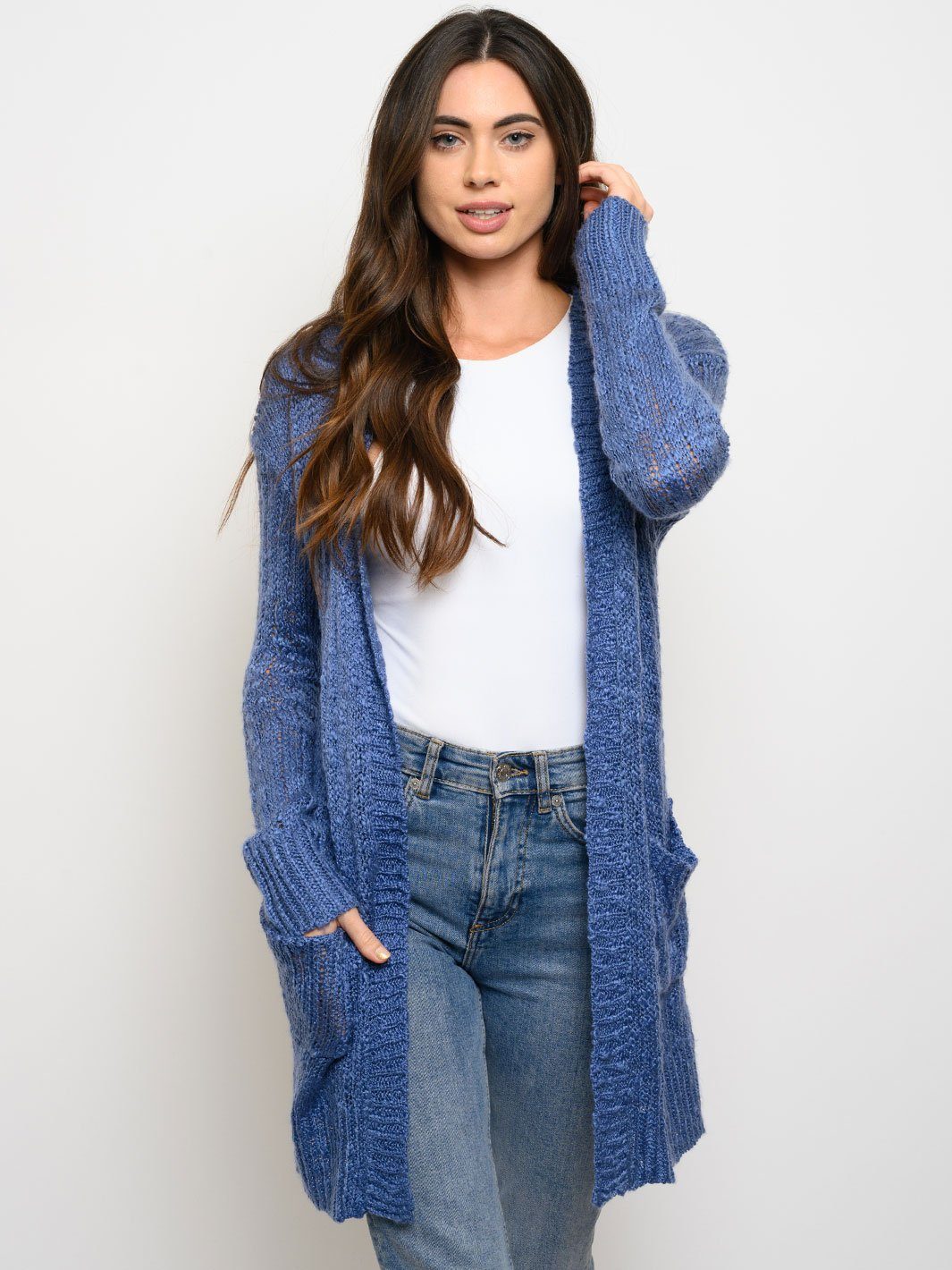 WOMEN'S LONG SLEEVE POCKETS CARDIGAN