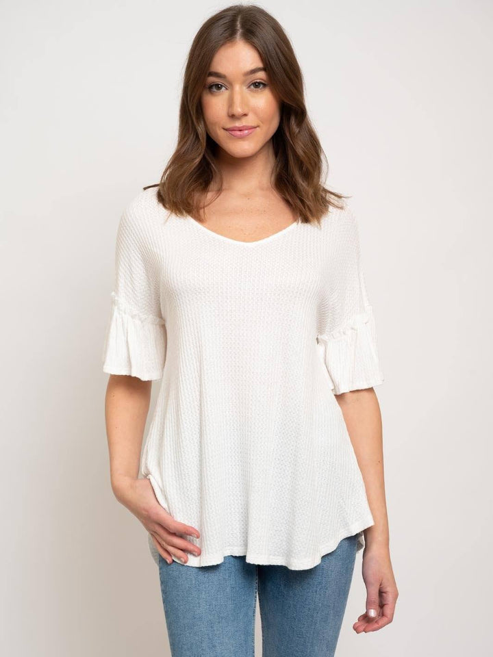 WOMEN'S TUNIC RUFFLE SLEEVE TOP