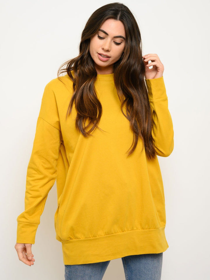 WOMEN'S LONG SLEEVE POCKETS SWEATER