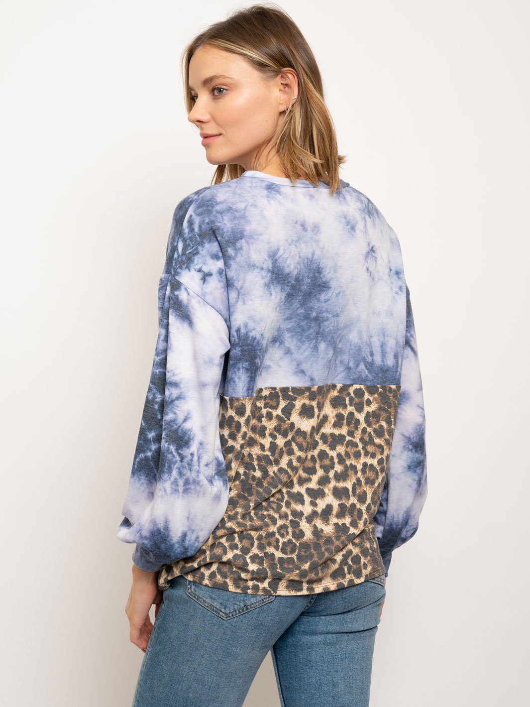 WOMEN'S MULTI PRINT PUFF SLEEVE TOP