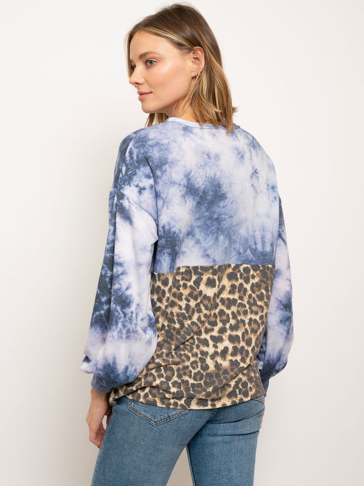 WOMEN'S MULTI PRINT PUFF SLEEVE TOP