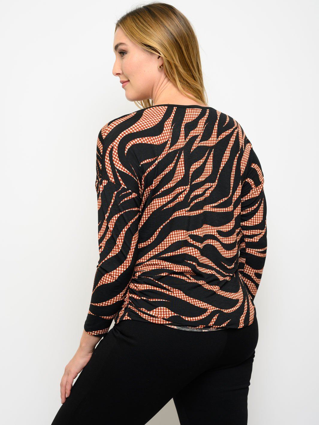 PLUS SIZE LONG SLEEVE BULGARI PRINT TOP