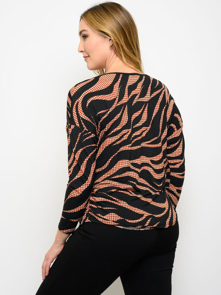 PLUS SIZE LONG SLEEVE BULGARI PRINT TOP