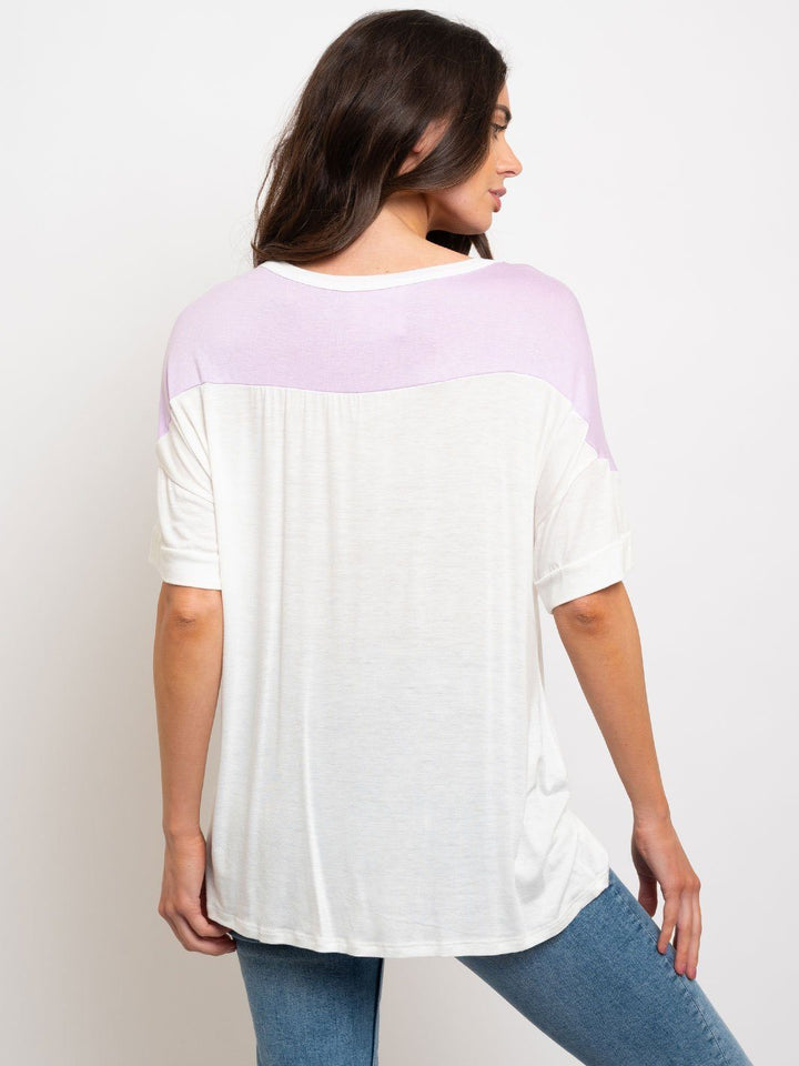 WOMEN'S COLOR BLOCK "SUNDAY FUNDAY" GRAPHIC TOP