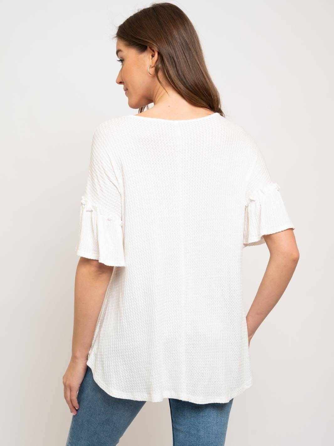 WOMEN'S TUNIC RUFFLE SLEEVE TOP