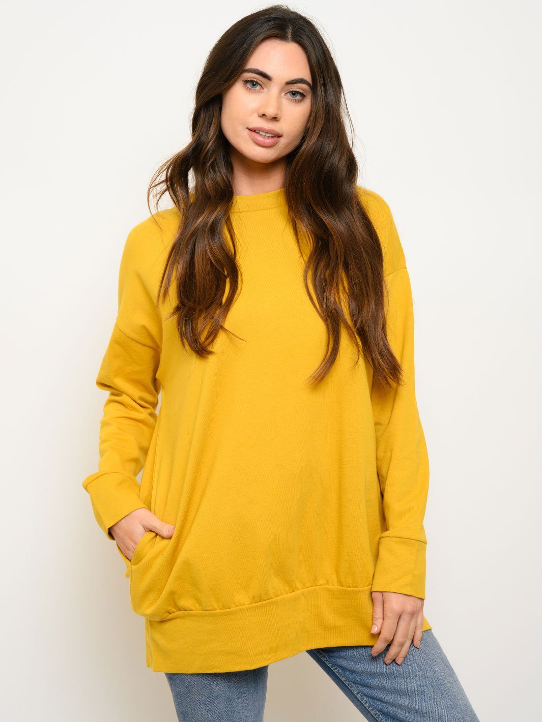 WOMEN'S LONG SLEEVE POCKETS SWEATER