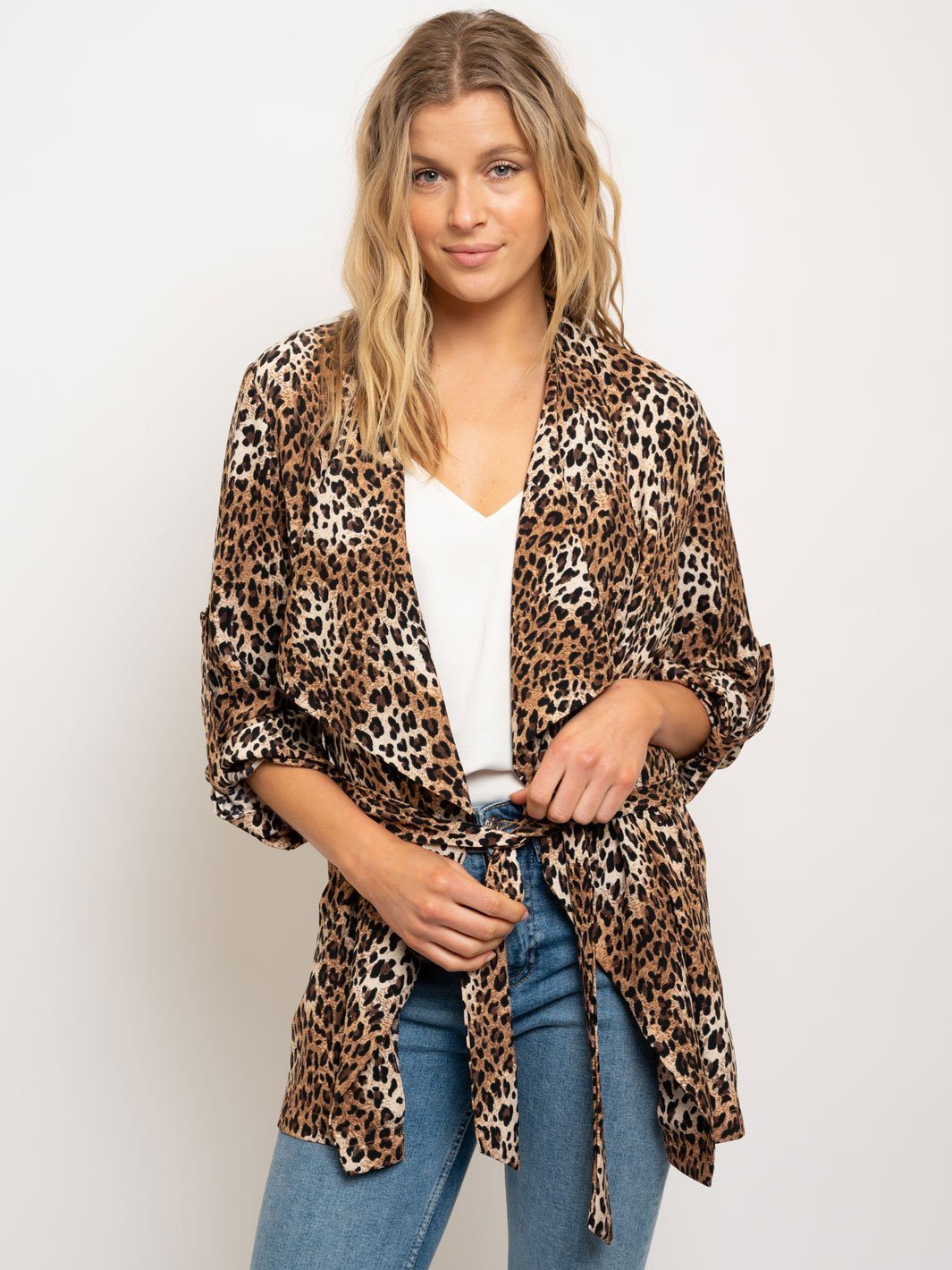 WOMEN'S LEOPARD PRINT CASCADE CARDIGAN