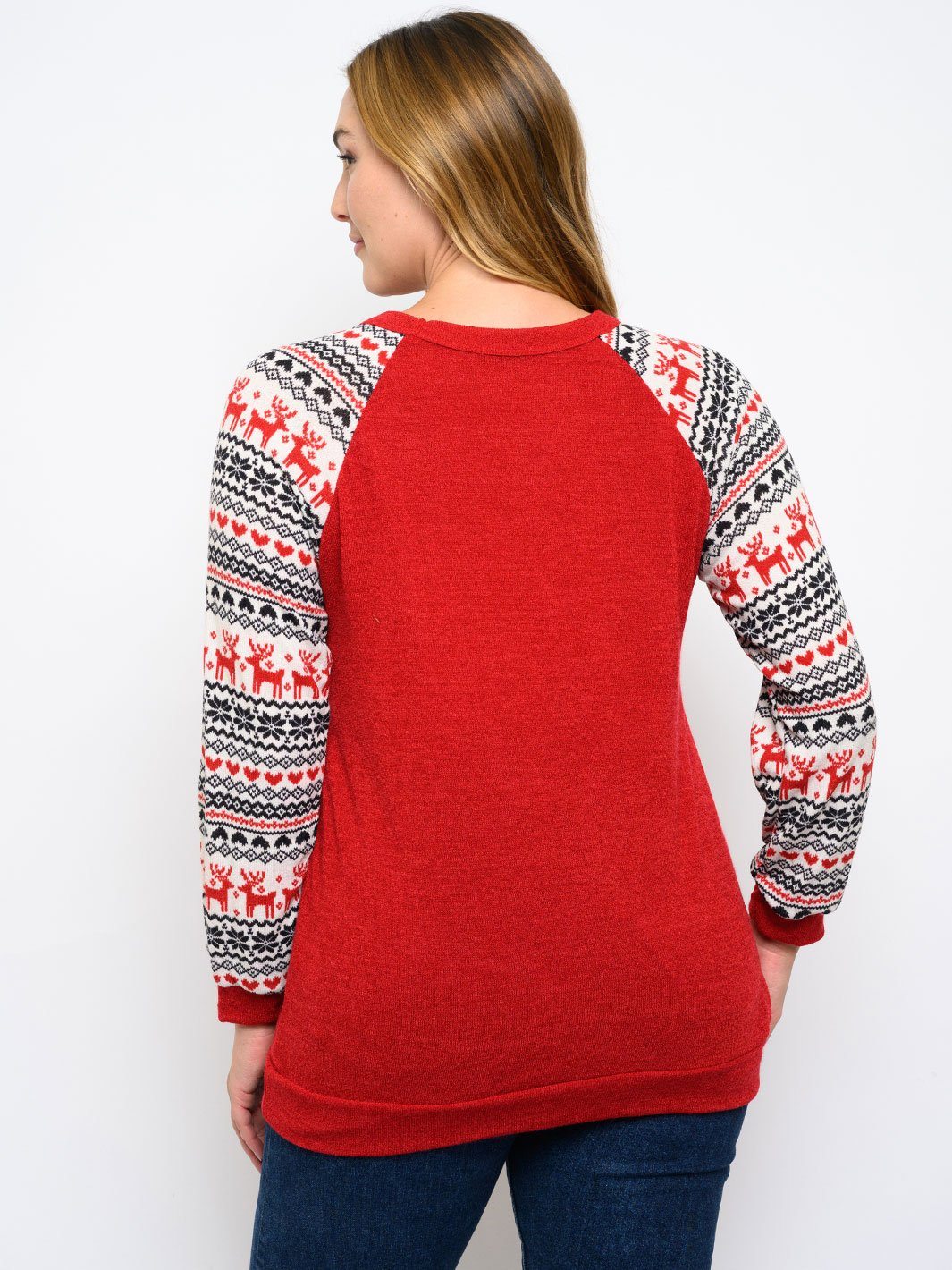 PLUS SIZE LONG SLEEVE FRONT POCKET TOP