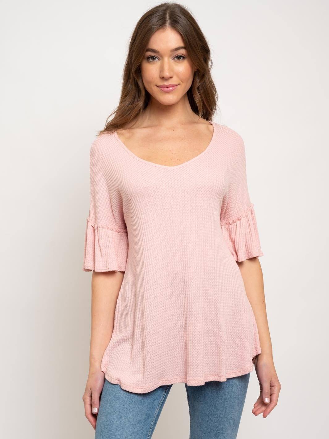 WOMEN'S TUNIC RUFFLE SLEEVE TOP