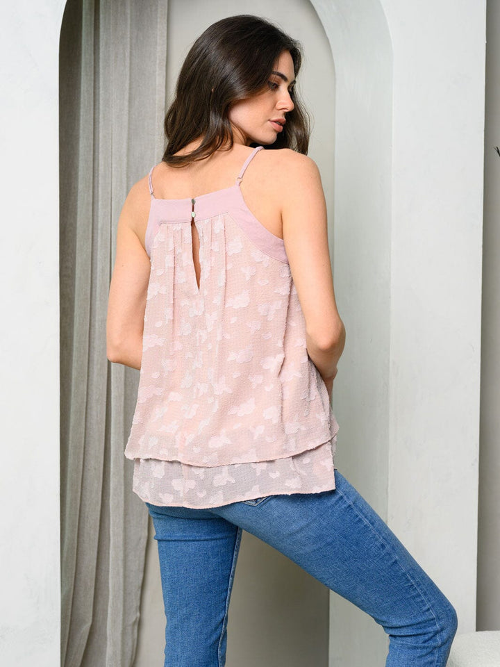 WOMEN'S SLEEVELESS TIERED DETAILED TUNIC TOP