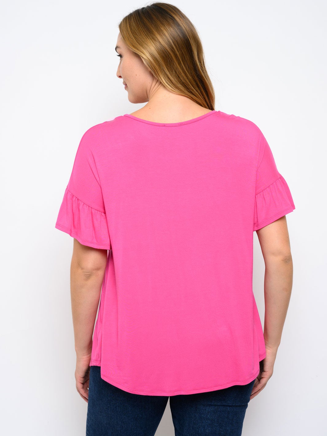 PLUS SIZE SHORT SLEEVE ANIMAL PRINT CONTRAST TOP