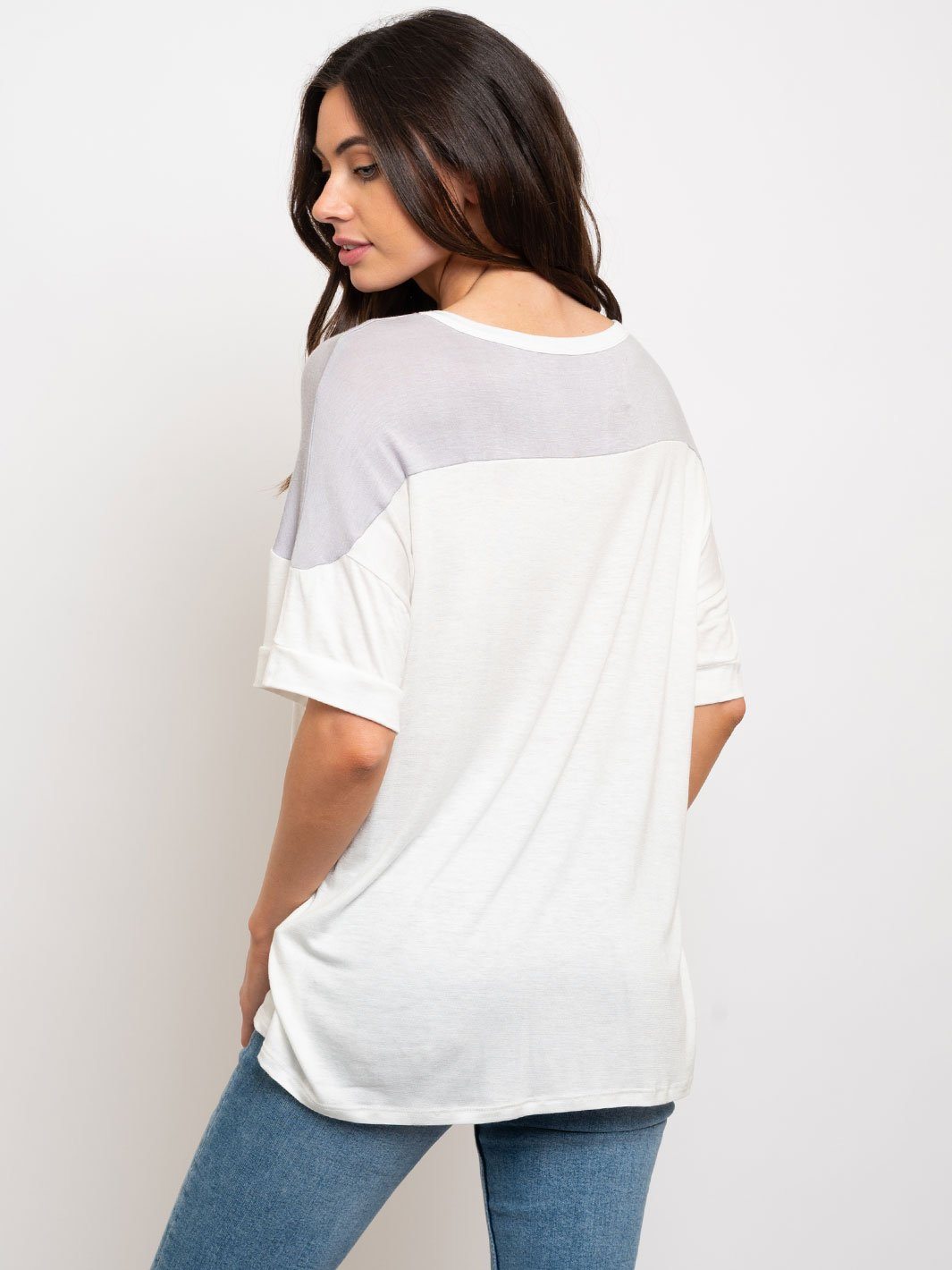 WOMEN'S COLOR BLOCK "SUNDAY FUNDAY" GRAPHIC TOP