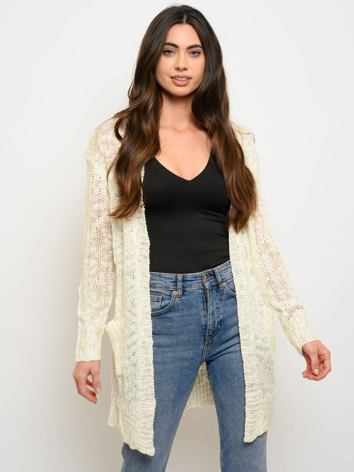 WOMEN'S LONG SLEEVE POCKETS CARDIGAN
