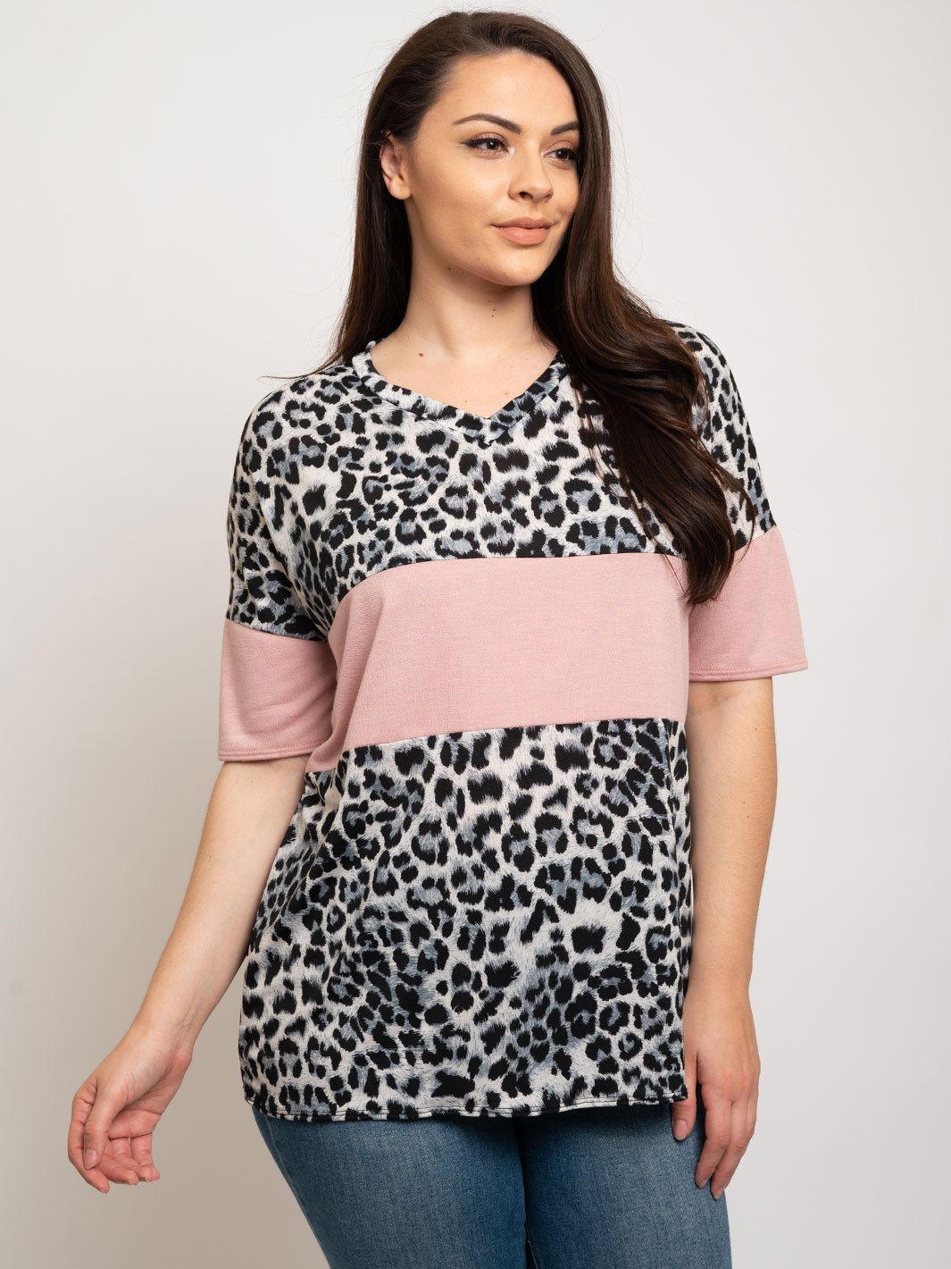 PLUS SIZE COLOR BLOCK MULTI TOP