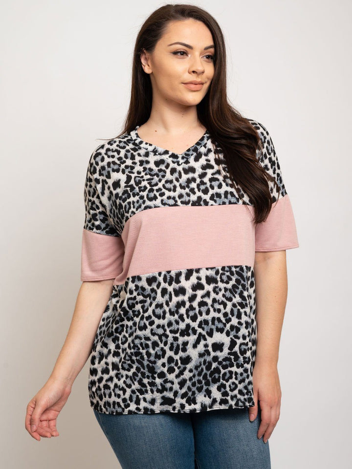 PLUS SIZE COLOR BLOCK MULTI TOP