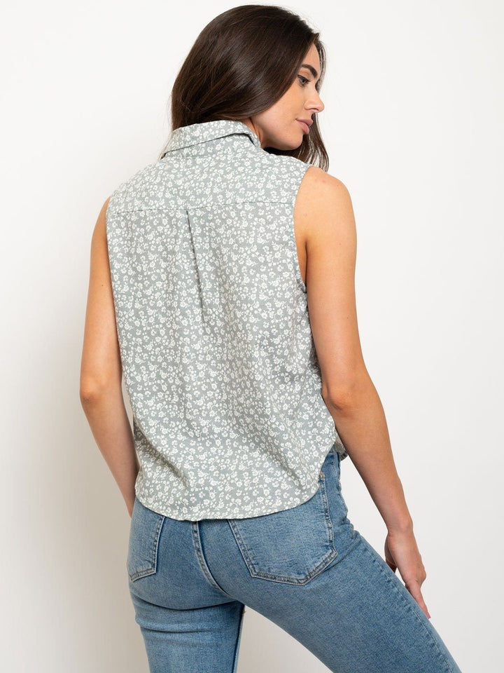WOMEN'S FLORAL BUTTON UP TOP