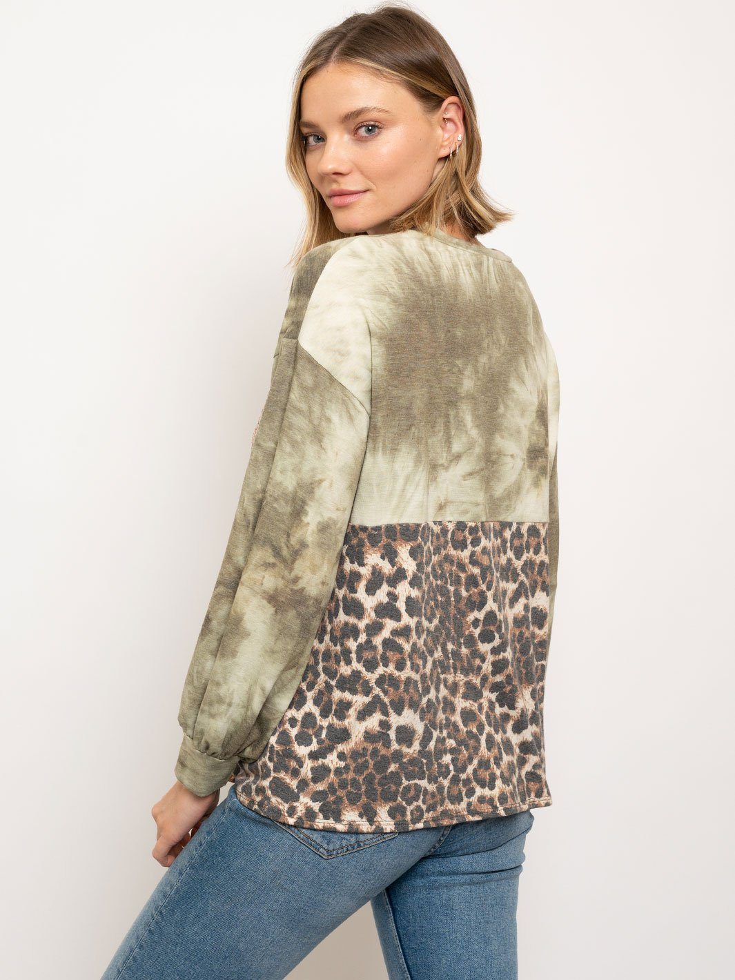 WOMEN'S MULTI PRINT PUFF SLEEVE TOP