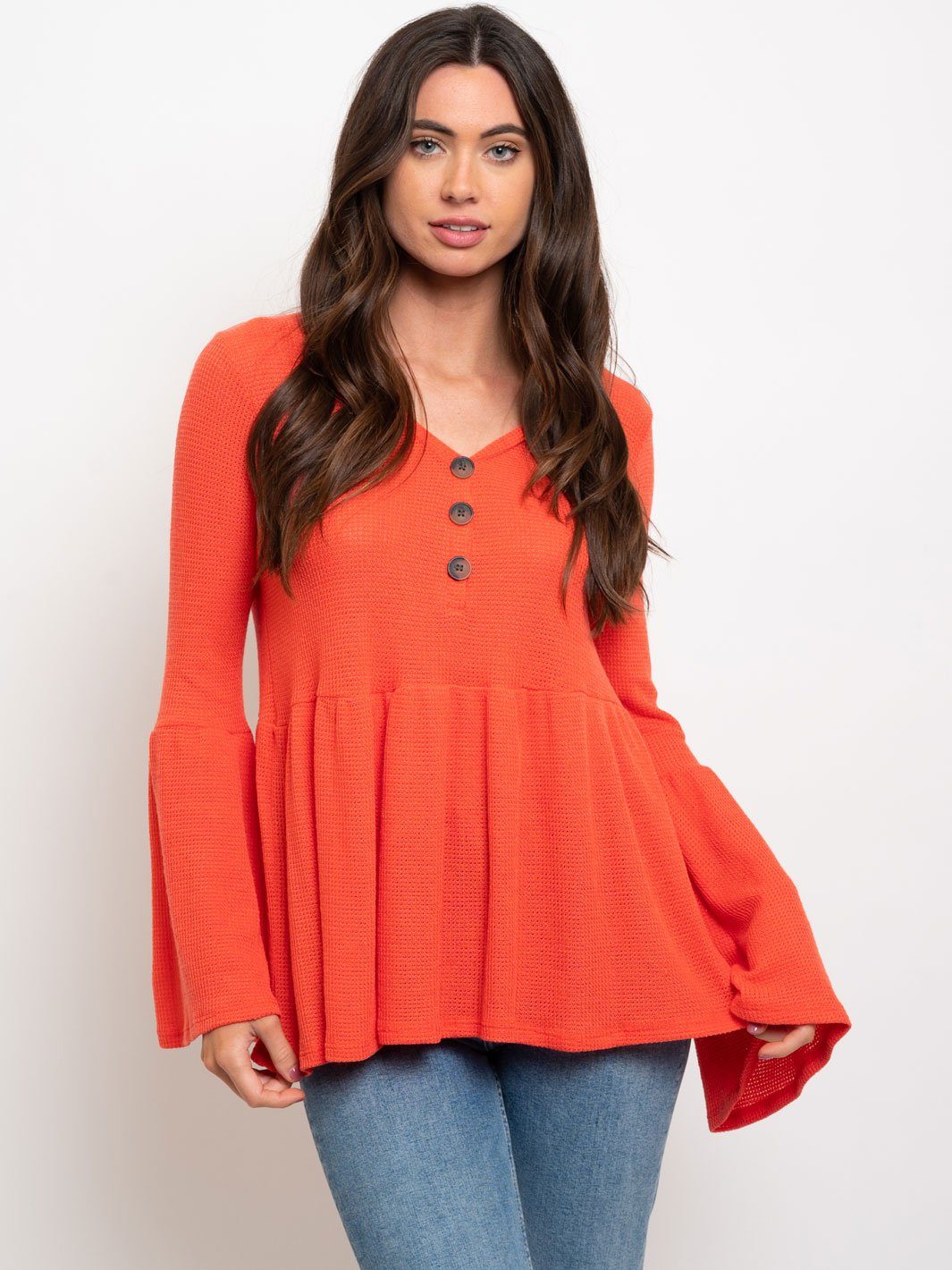 WOMEN'S BAY DOLL BELL SLEEVES TOP
