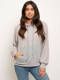 WOMEN'S LONG SLEEVE KANGAROO POCKET HOODIE TOP
