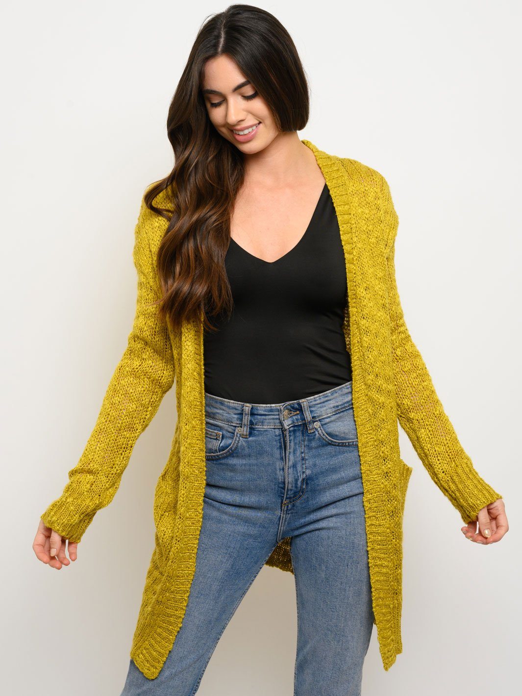 WOMEN'S LONG SLEEVE POCKETS CARDIGAN
