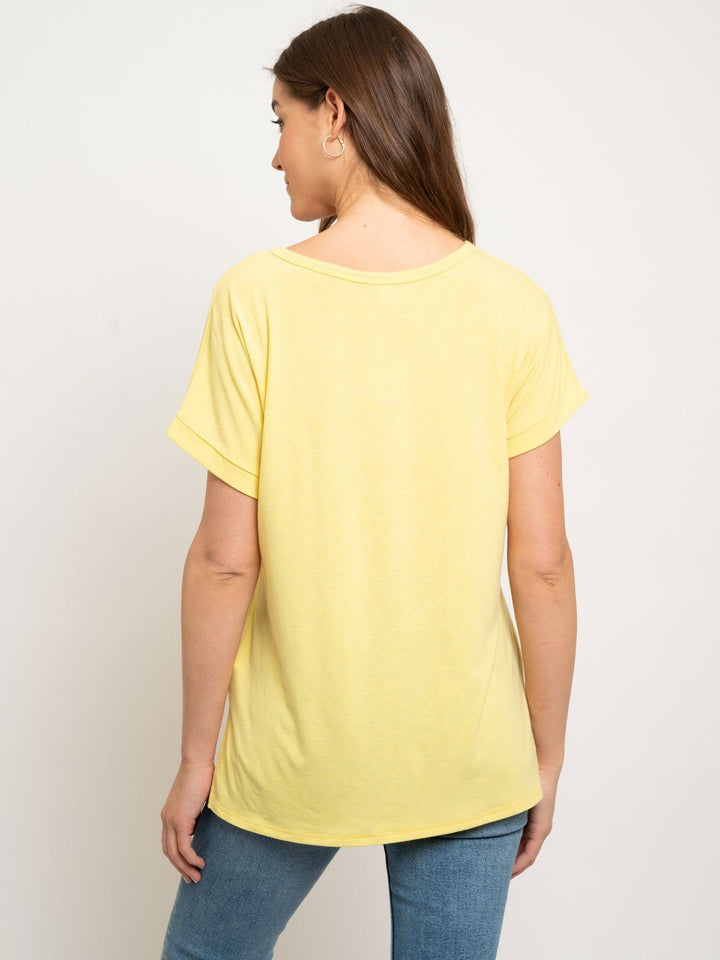 WOMEN'S V-NECK BAND SLEEVE KNIT TOP