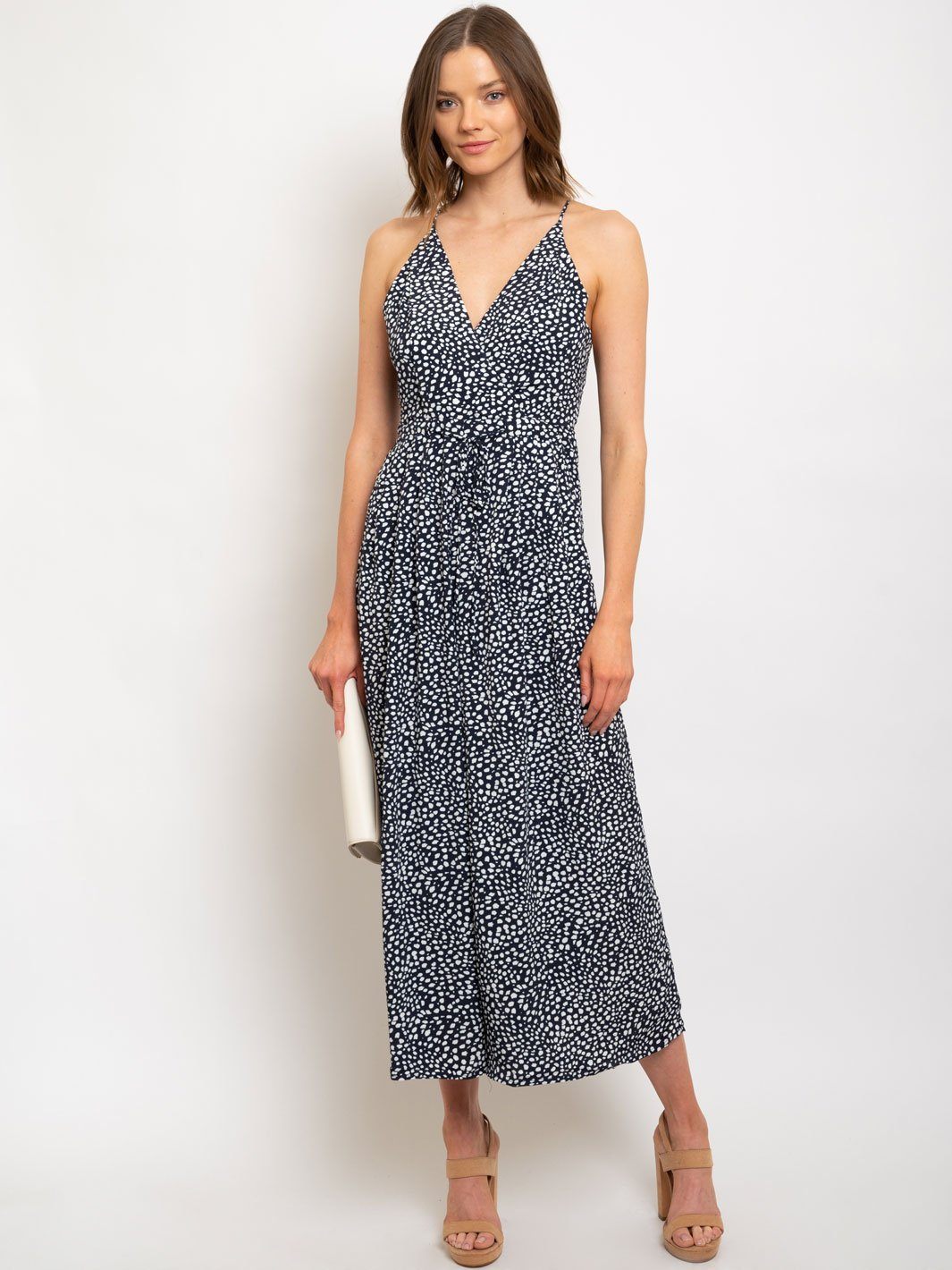 WOMEN'S SURPLICE CAMI JUMPSUIT W/OPEN BACK ACCENT