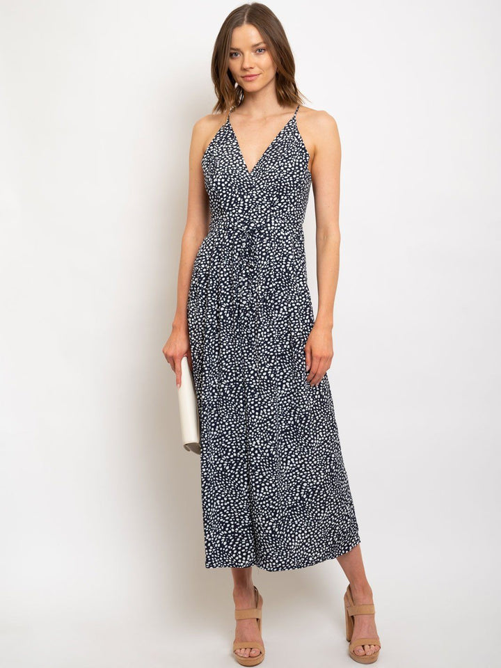 WOMEN'S SURPLICE CAMI JUMPSUIT W/OPEN BACK ACCENT