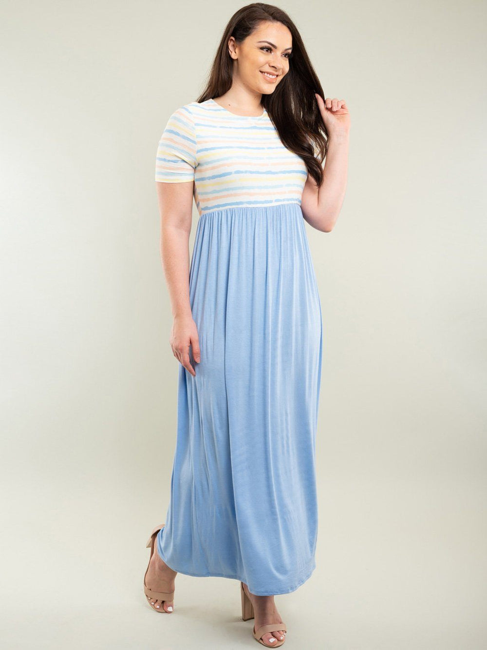 PLUS SIZE STRIPES MAXI DRESS