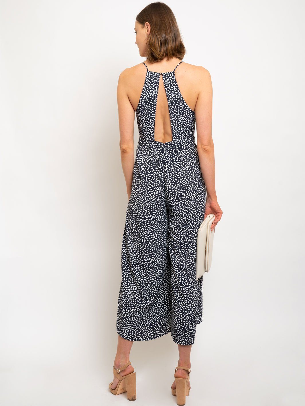 WOMEN'S SURPLICE CAMI JUMPSUIT W/OPEN BACK ACCENT