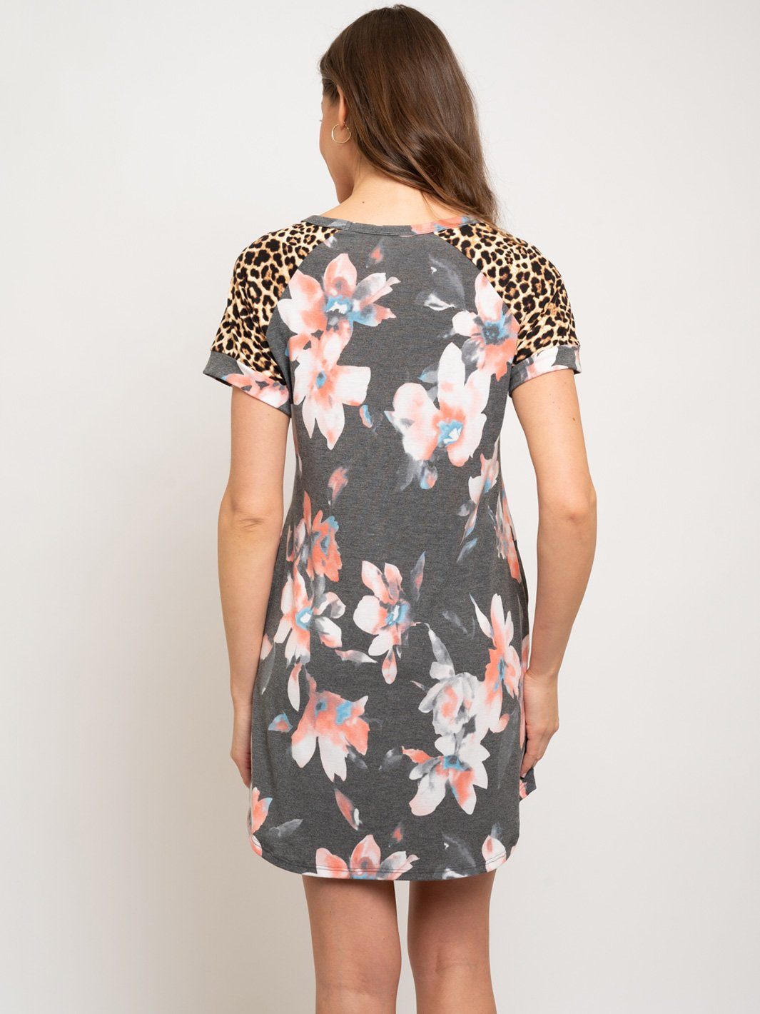 WOMEN'S FLORAL & LEOPARD PRINT DRESS