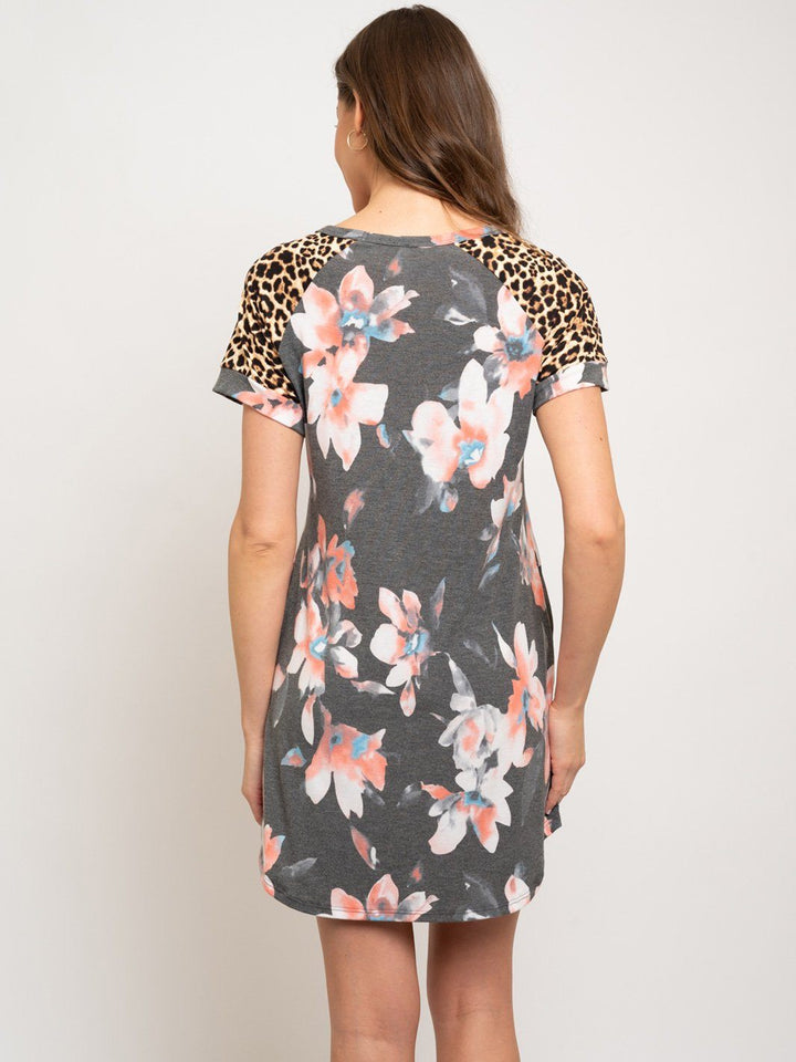 WOMEN'S FLORAL & LEOPARD PRINT DRESS