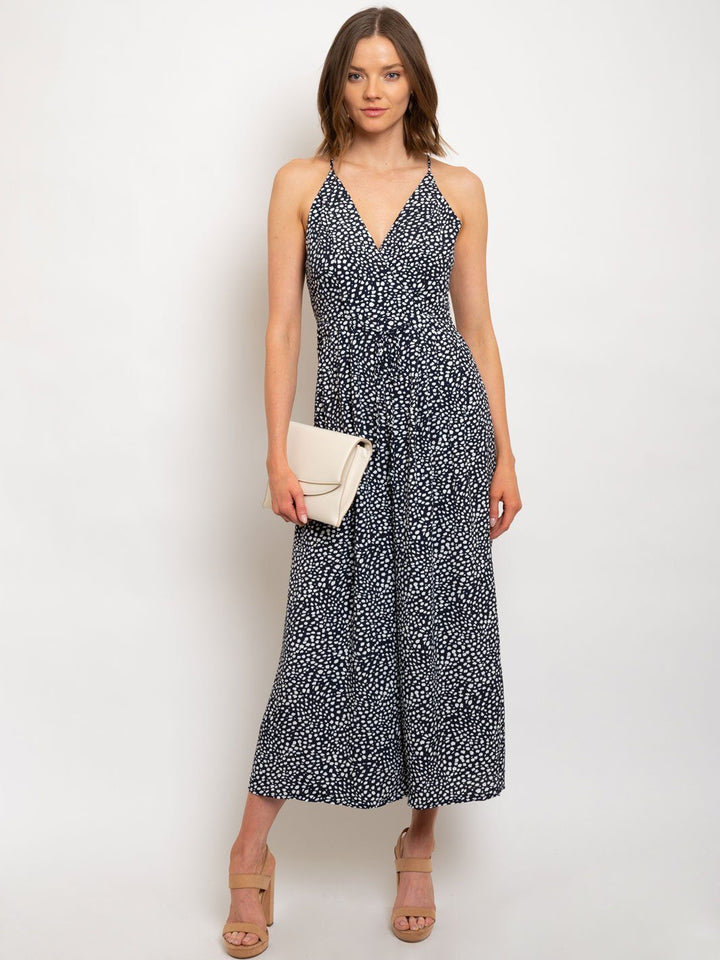 WOMEN'S SURPLICE CAMI JUMPSUIT W/OPEN BACK ACCENT