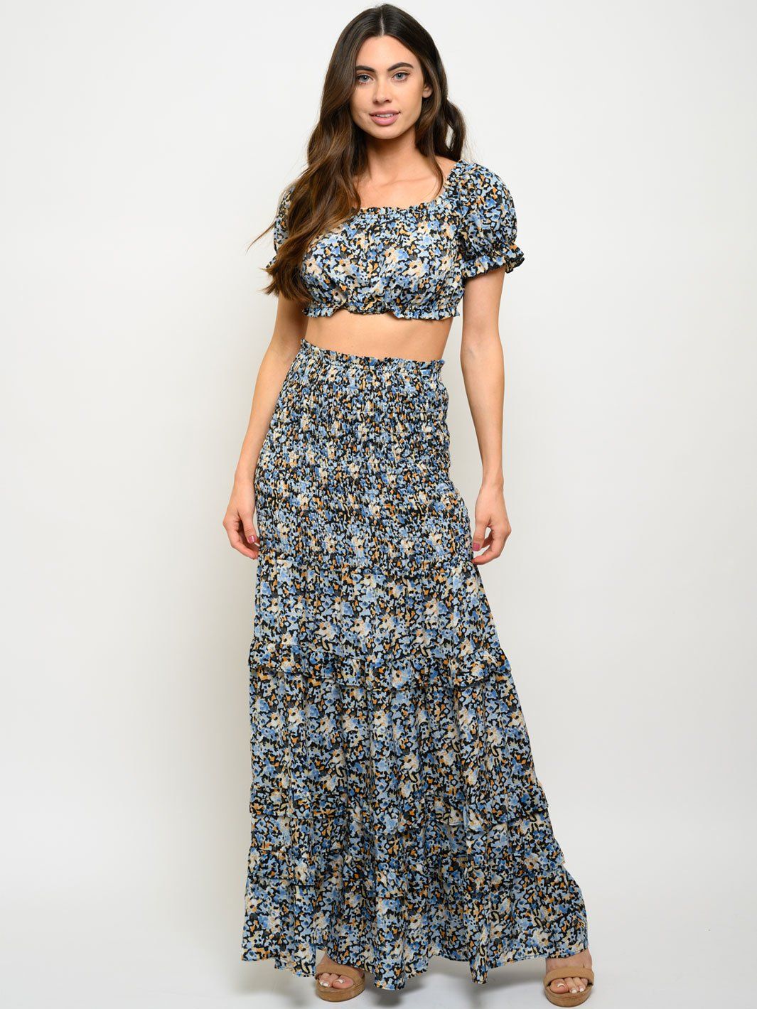 WOMEN'S SPOTTED MAXI SKIRT 2PC. SET