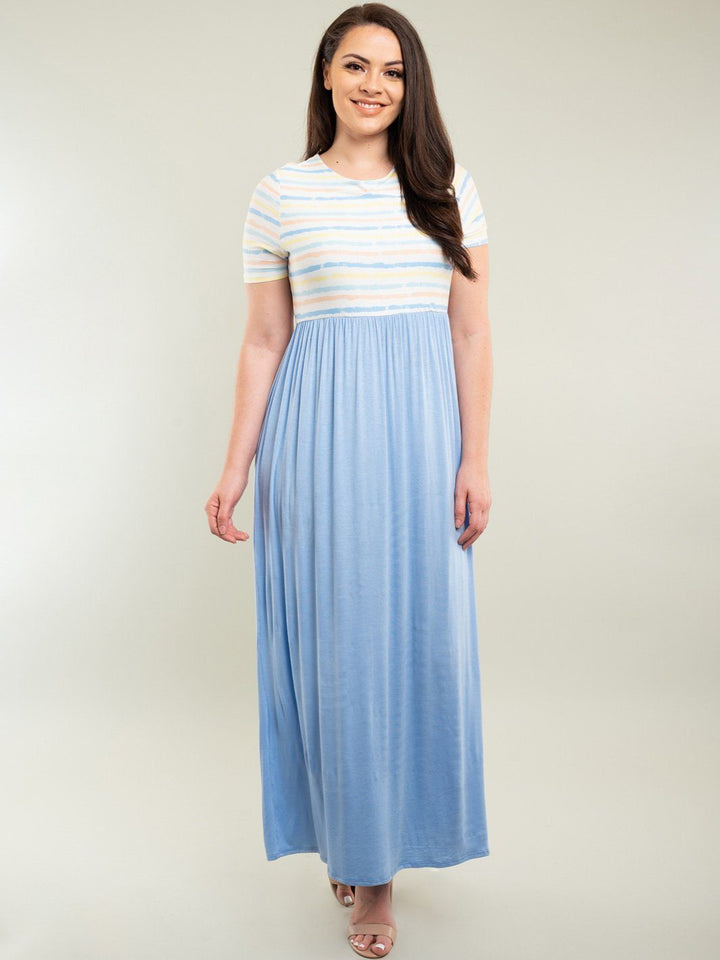 PLUS SIZE STRIPES MAXI DRESS
