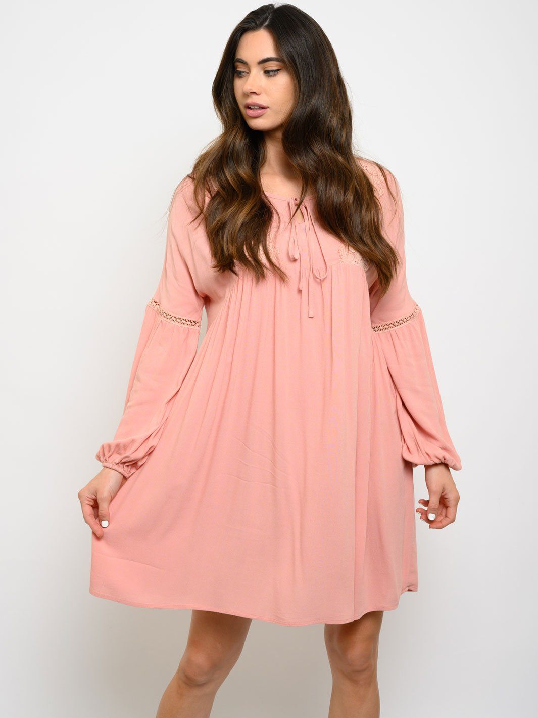WOMEN'S LONG SLEEVE TUNIC MINI DRESS