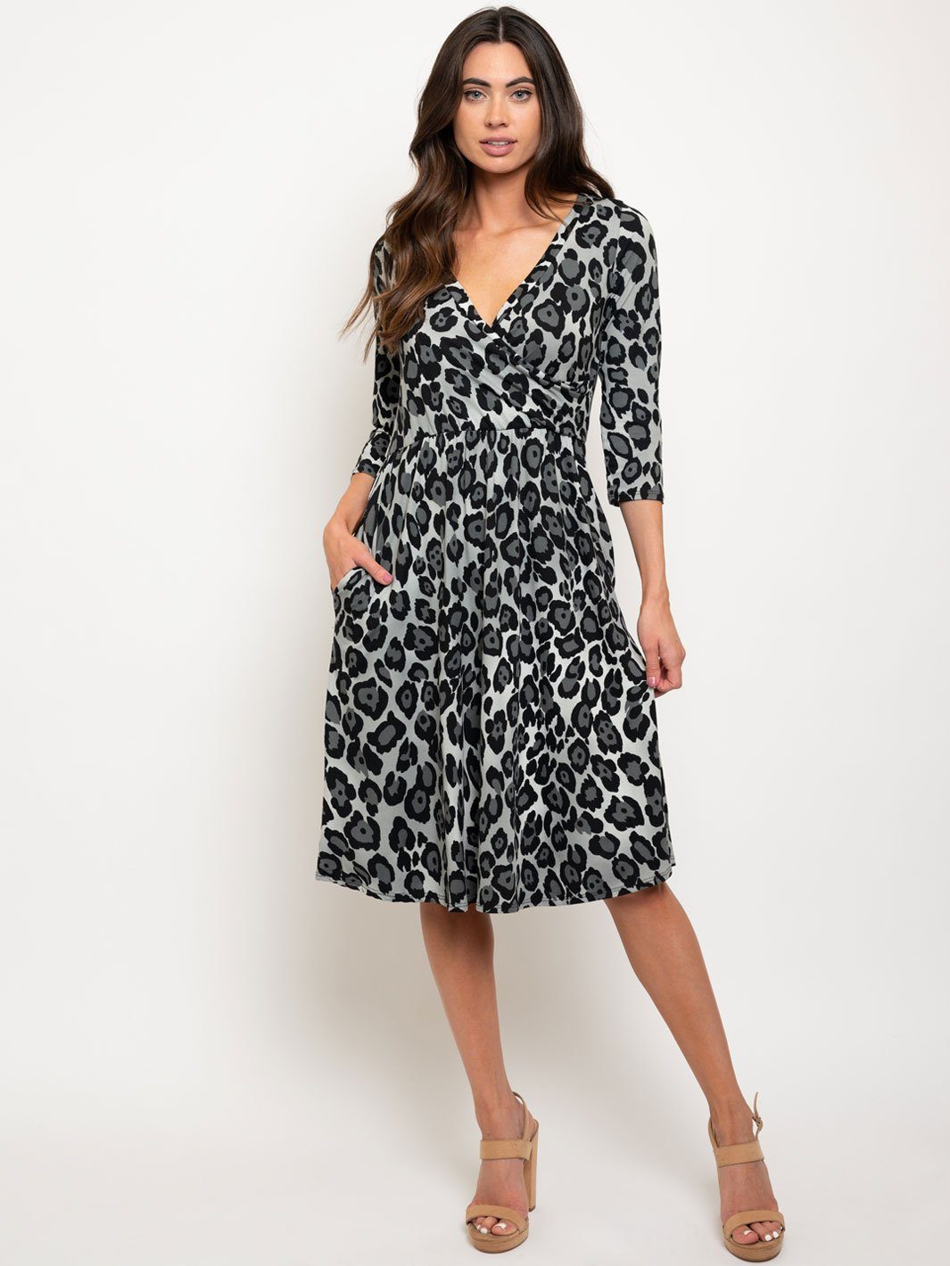 WOMEN'S ANIMAL PRINT MIDI DRESS