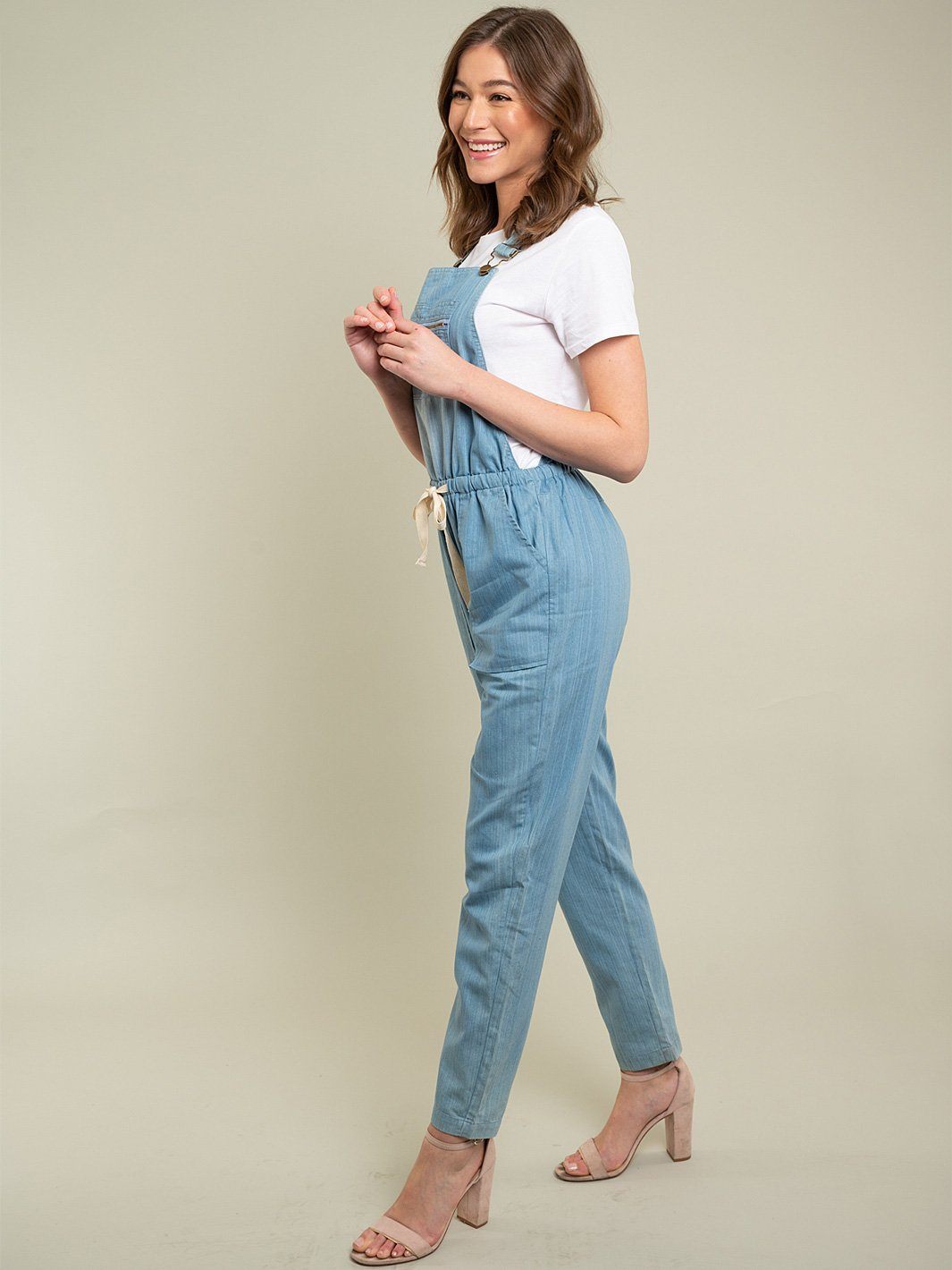 WOMENS CHAMBRAY OVERALL JUMPSUIT