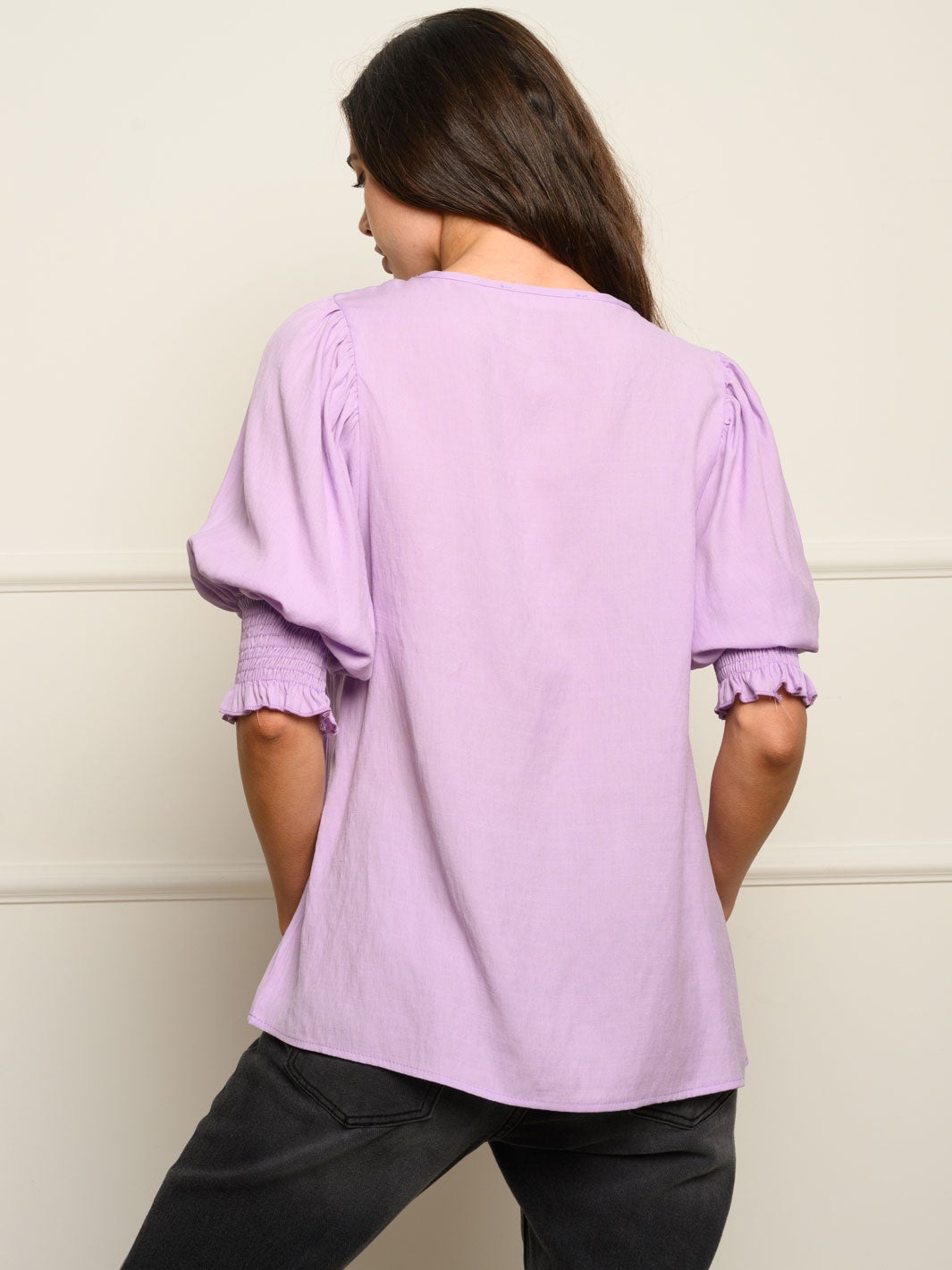 WOMEN'S SMOCKED 3/4 SLEEVES TOP