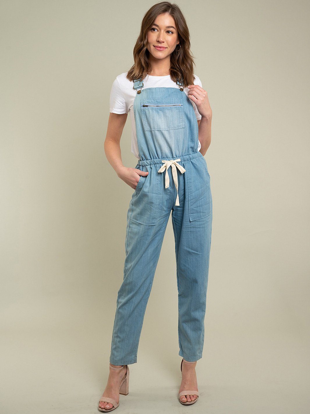 WOMENS CHAMBRAY OVERALL JUMPSUIT