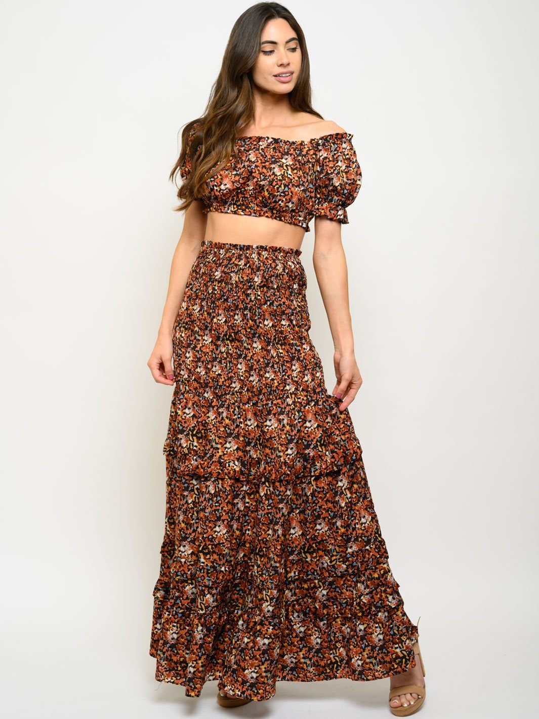 WOMEN'S SPOTTED MAXI SKIRT 2PC. SET